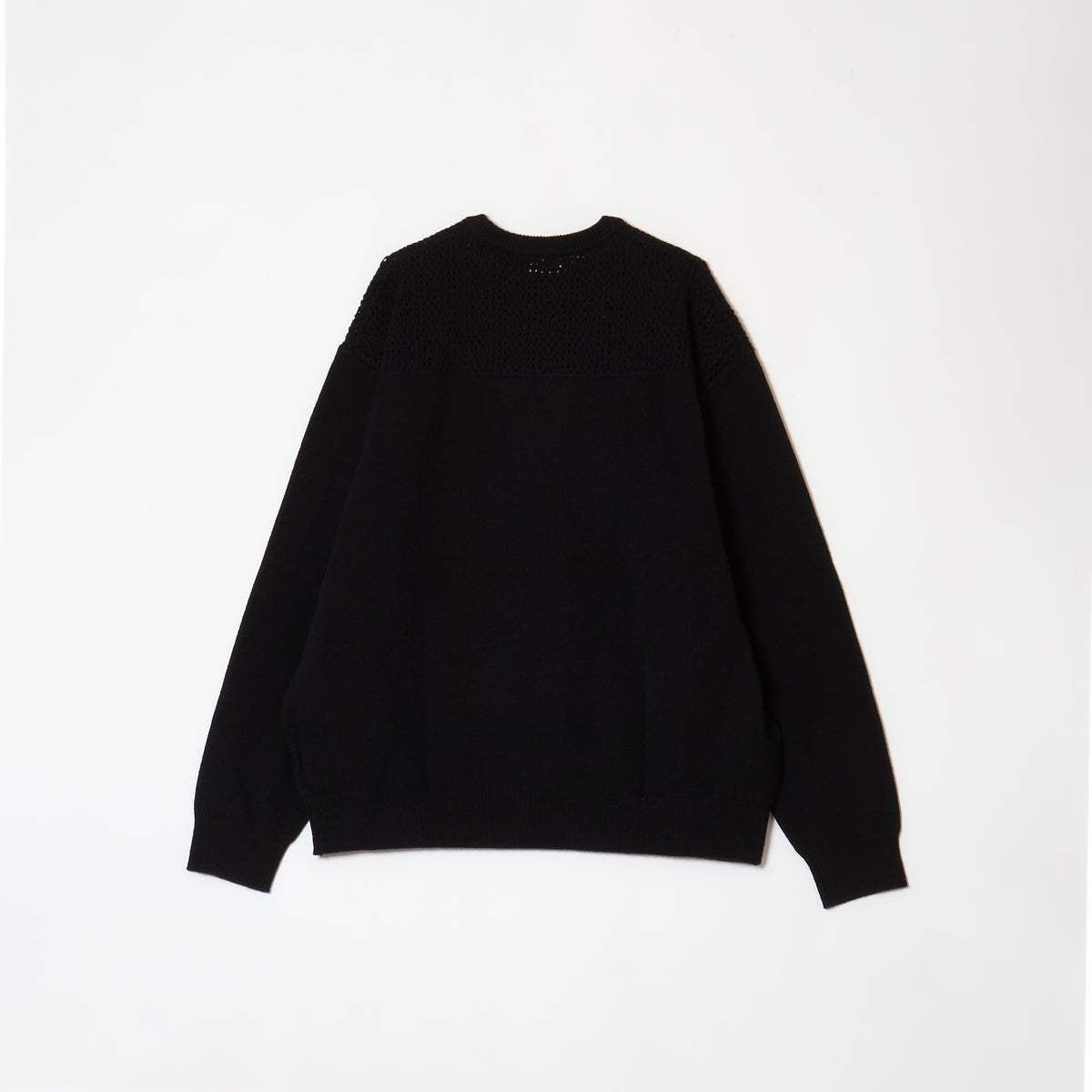 CROCHET KNIT SWEATER - BLACK
