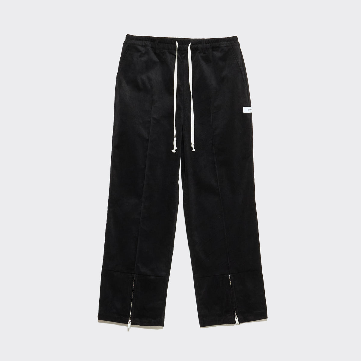 ZIP CORDUROY PANTS - BLACK