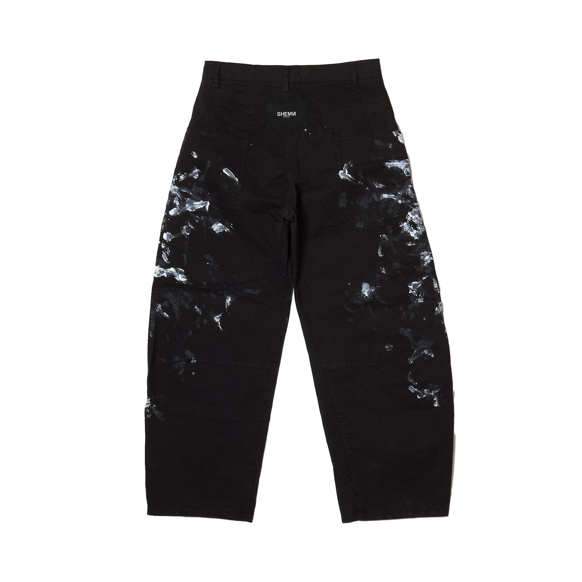 SPLASHED WORK PANTS -Black-