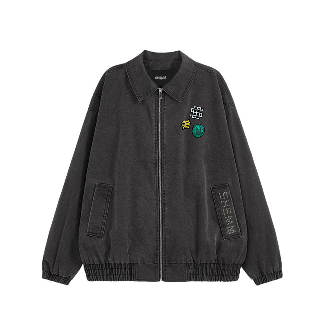 FADED STUD JACKET - Black