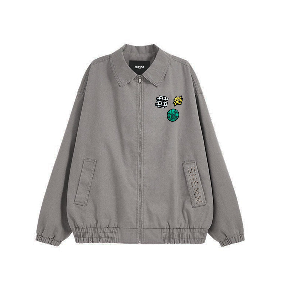 FADED STUD JACKET - Gray