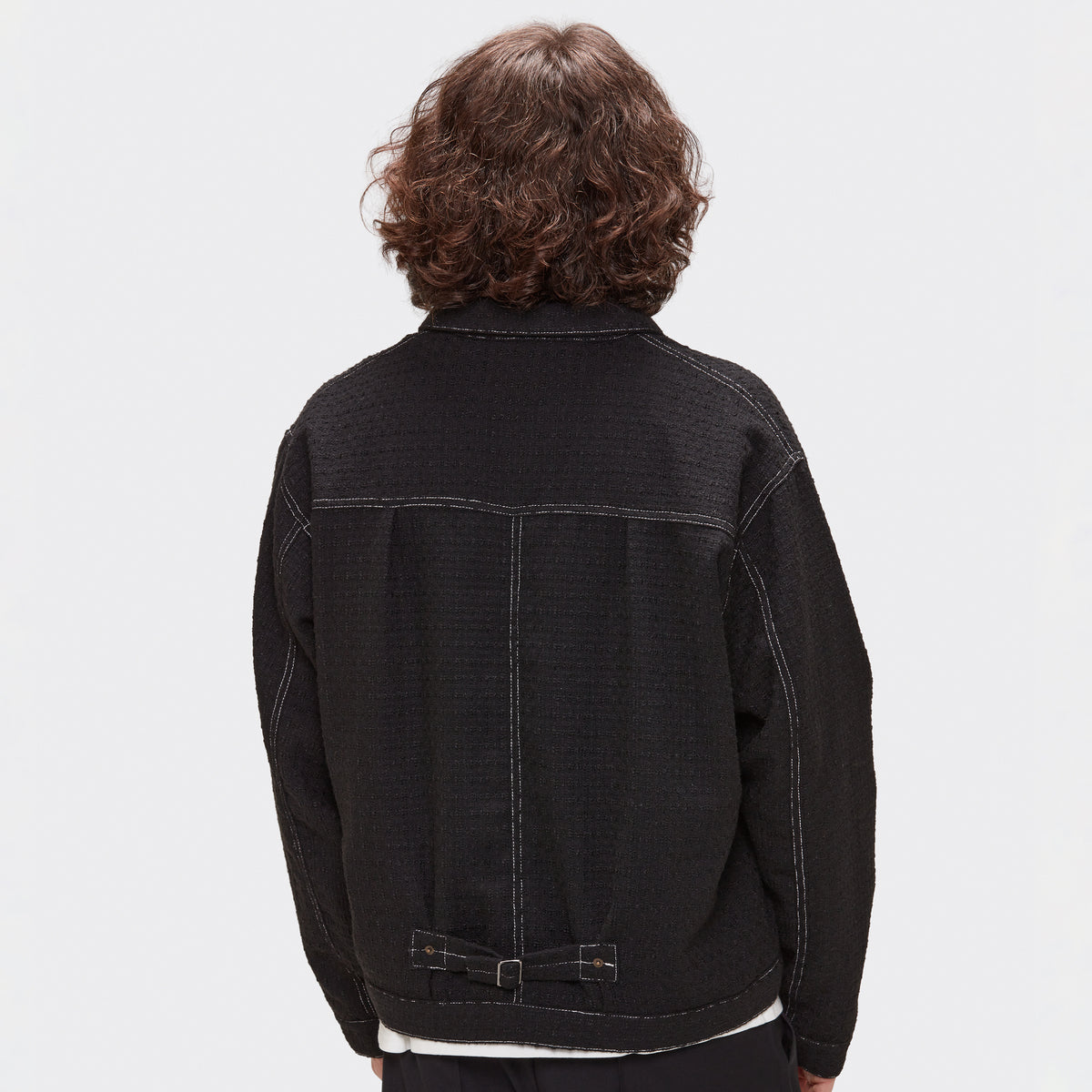 TWEED TRUCKER JACKET - BLACK