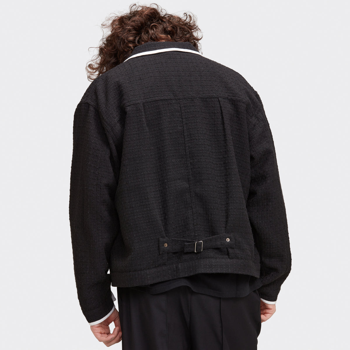 TWEED TRUCKER JACKET - BLACK & WHITE