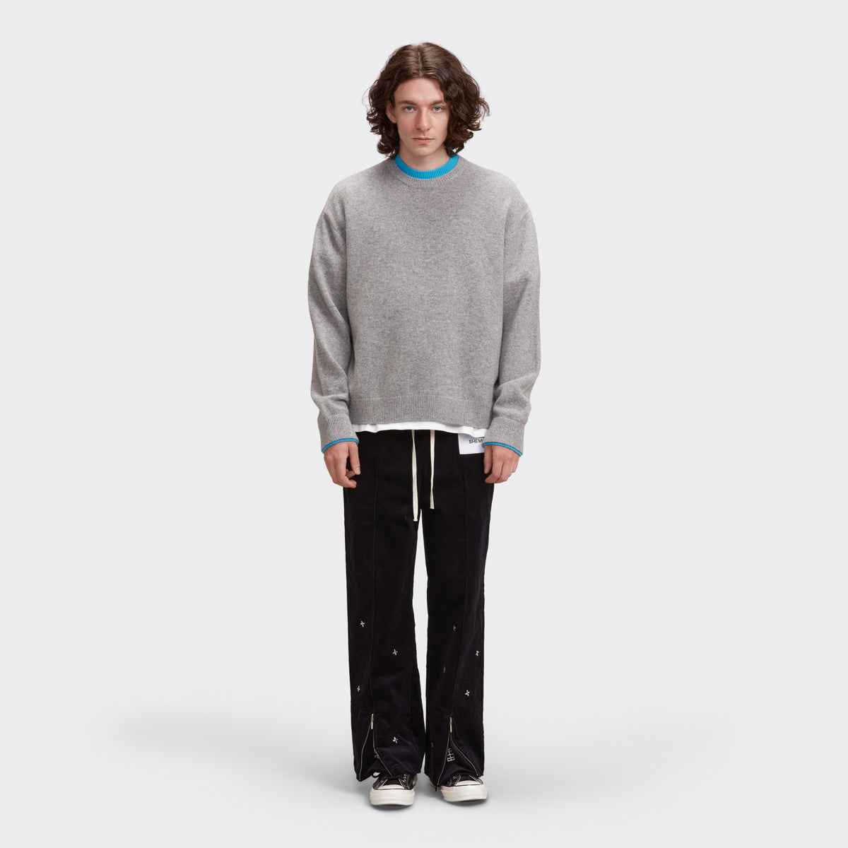 LAYERED SWEATER - GRAY/BLUE