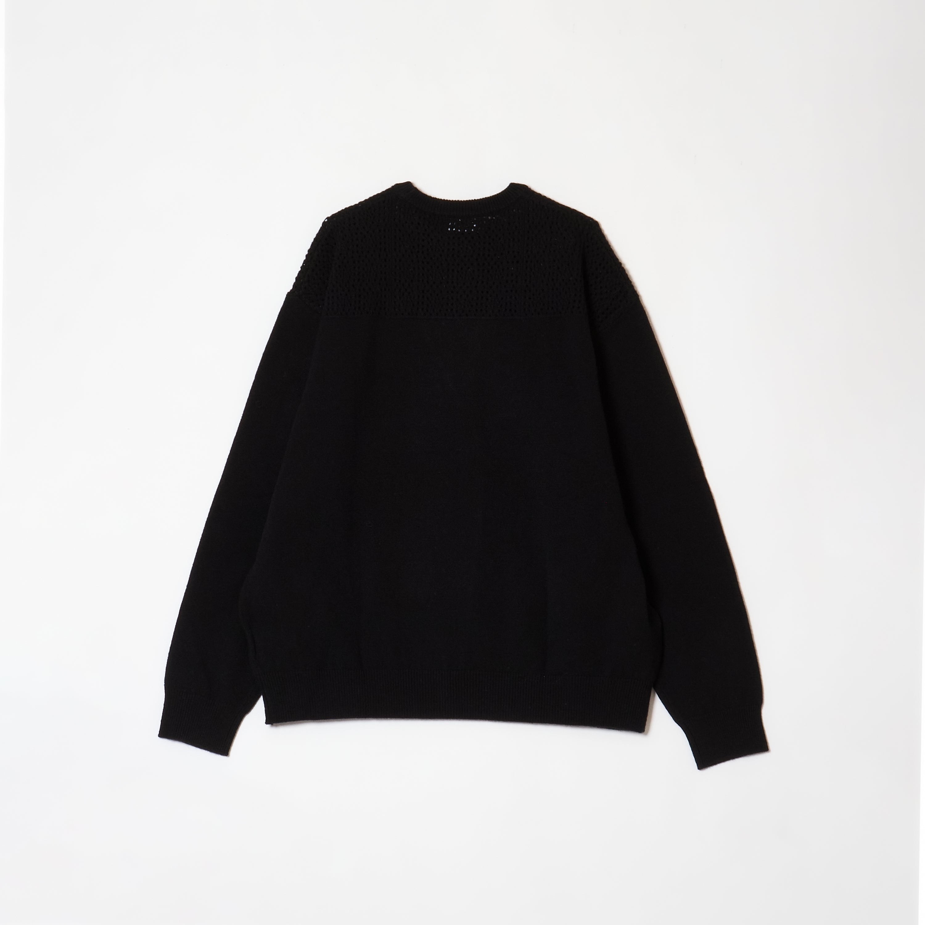 CROCHET KNIT SWEATER - BLACK