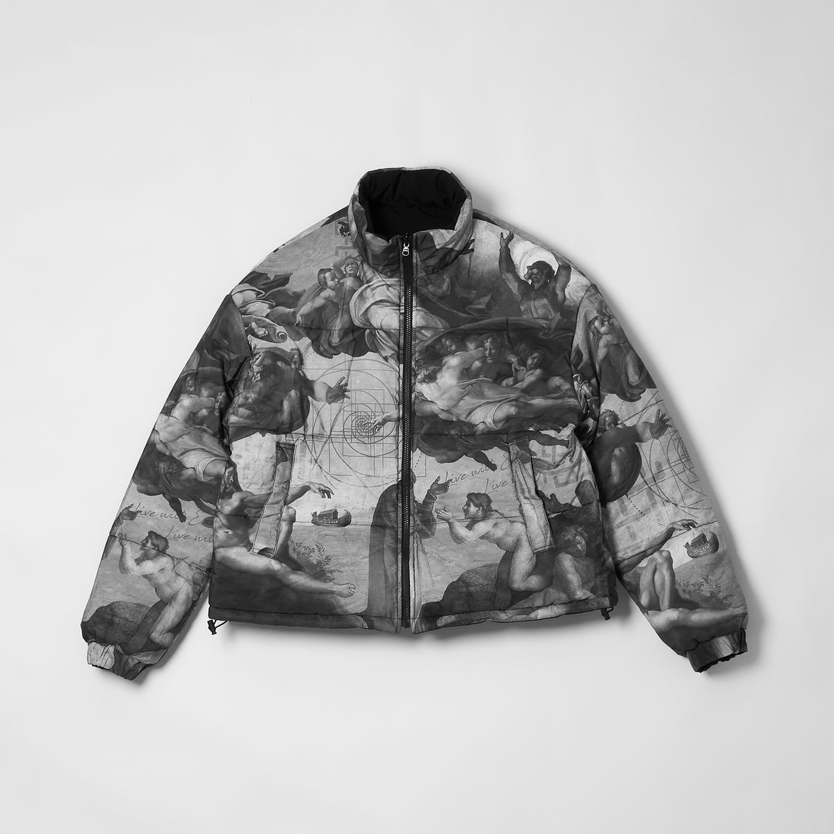 REVERSIBLE PUFFER JACKET - BLACK/GENESIS PATTERN