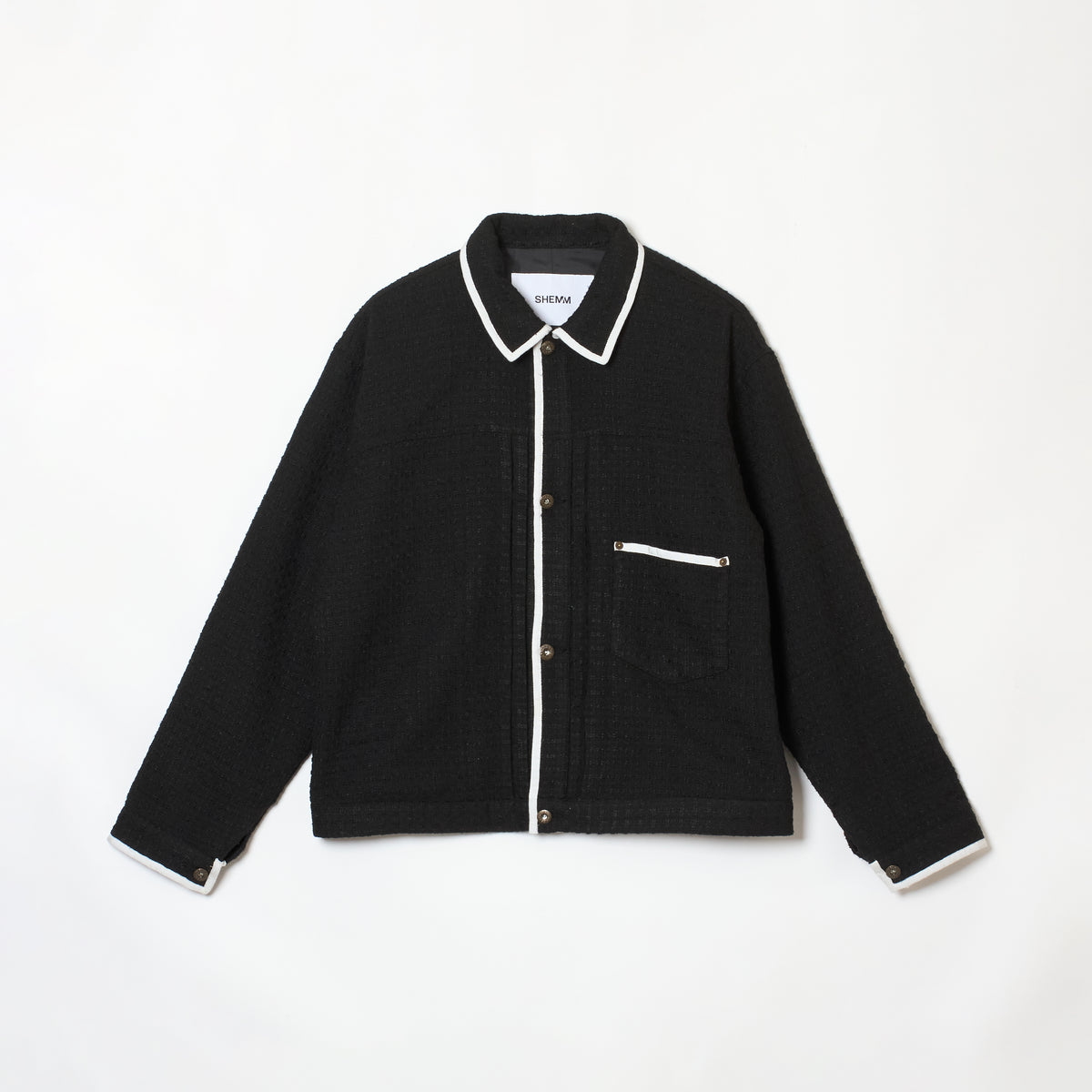 TWEED TRUCKER JACKET - BLACK & WHITE