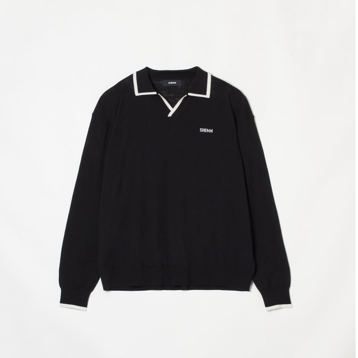 SKIPPER POLO SWEATER - BLACK x WHITE