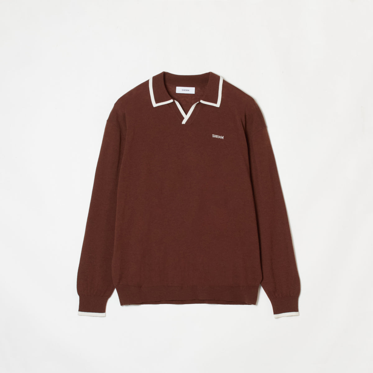 SKIPPER POLO SWEATER -BROWN x WHITE