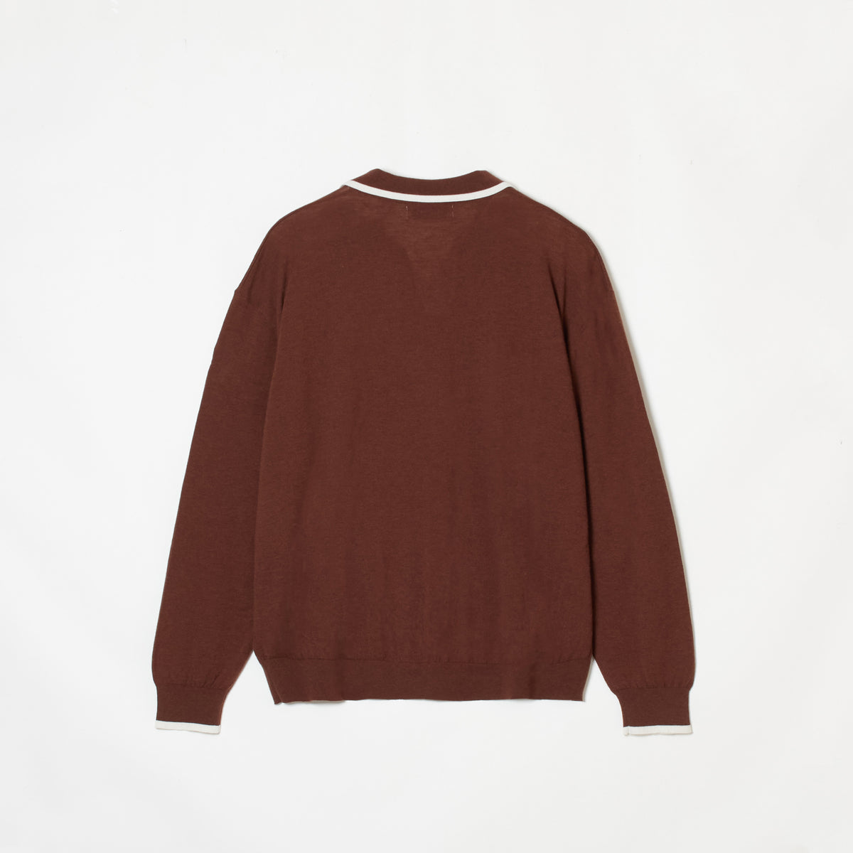 SKIPPER POLO SWEATER -BROWN x WHITE