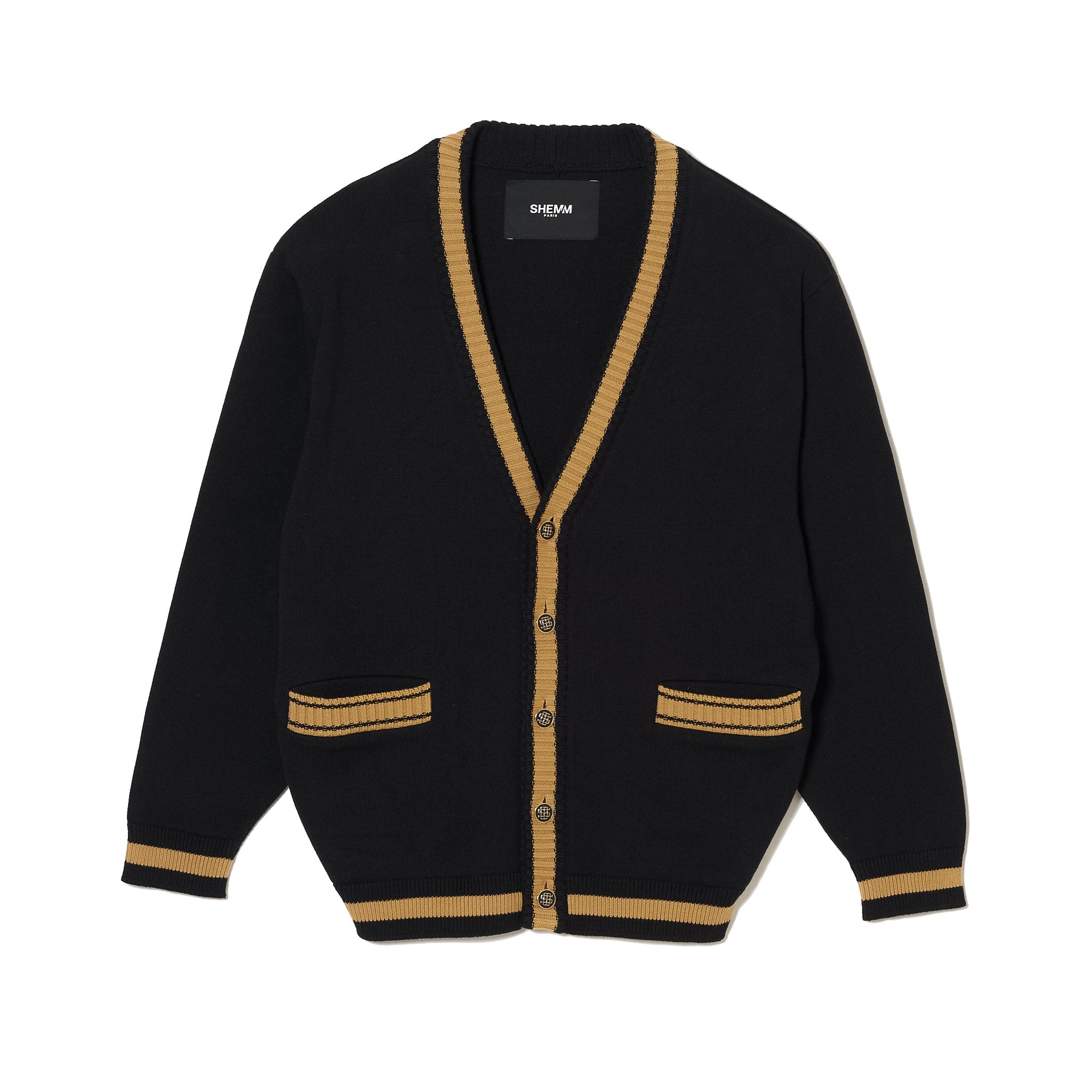 COTTON KNIT CARDIGAN - Black