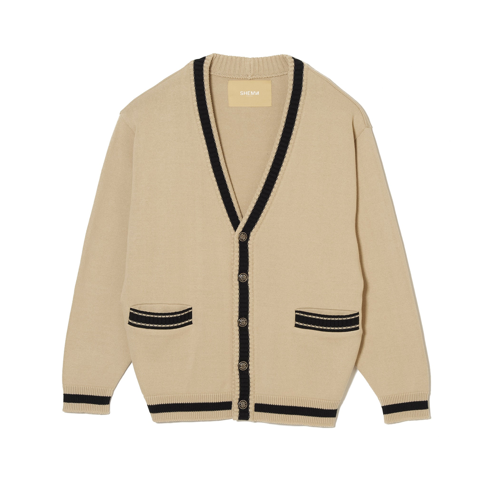 COTTON KNIT CARDIGAN- Beige