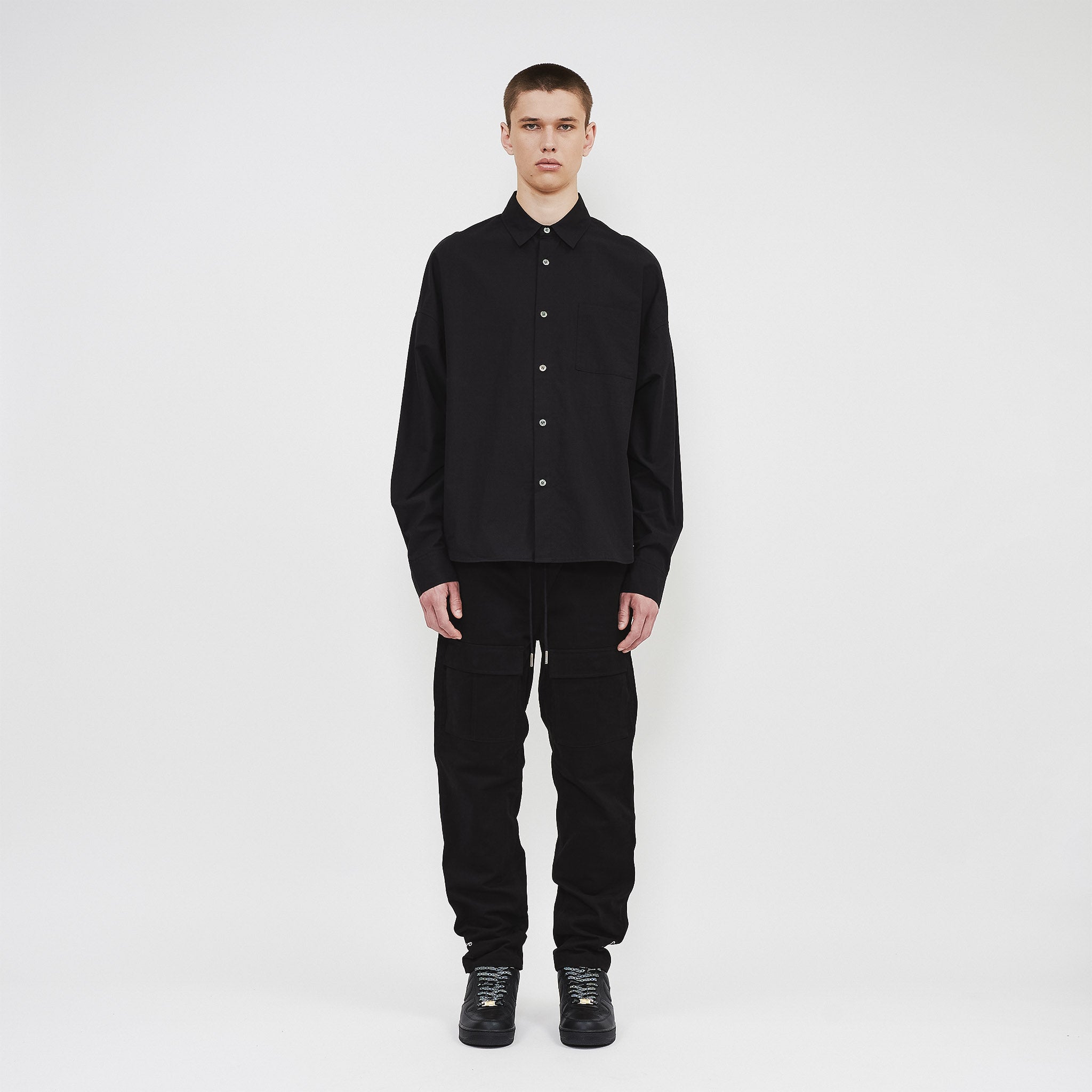 COTTON CARGO PANTS - Black