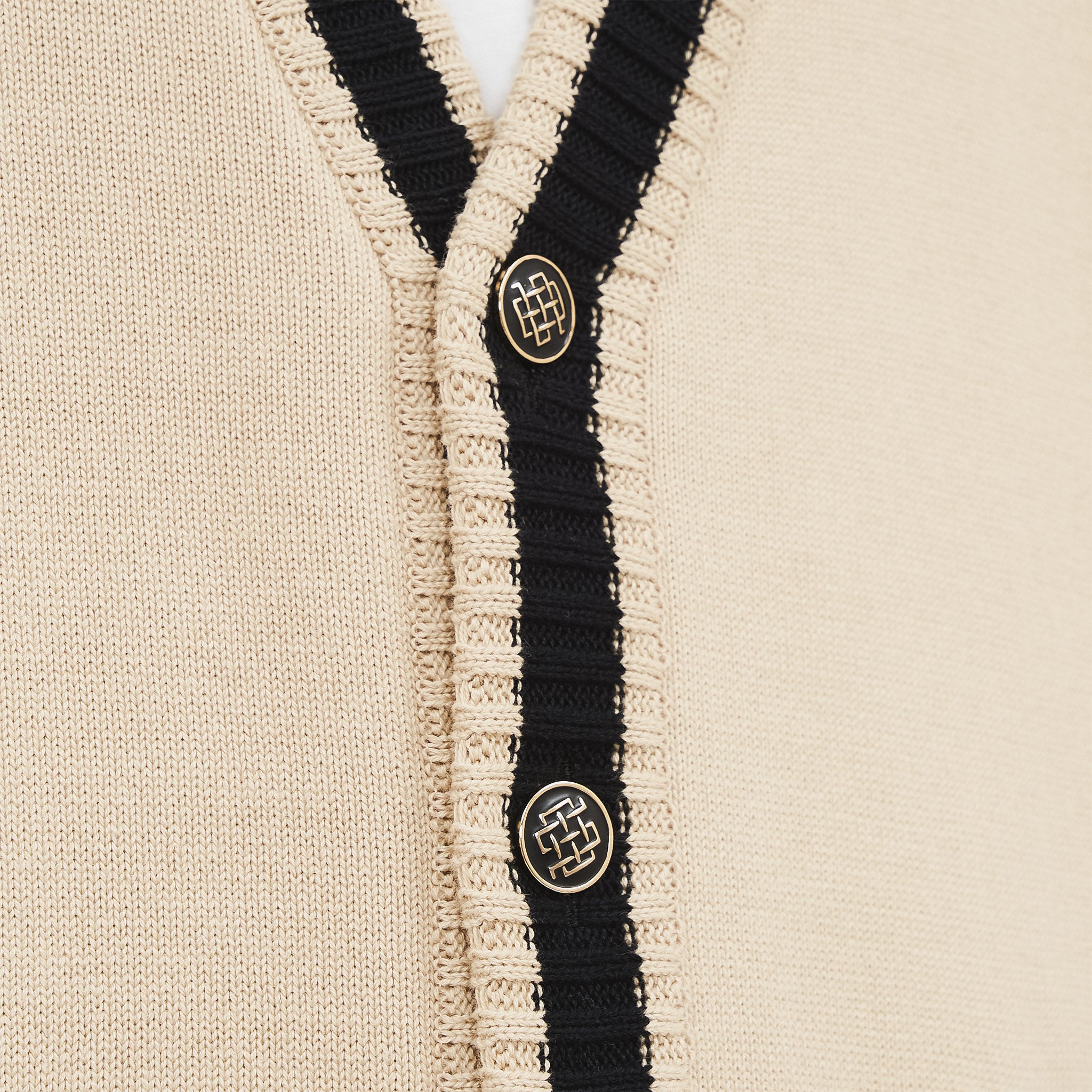 COTTON KNIT CARDIGAN - Beige