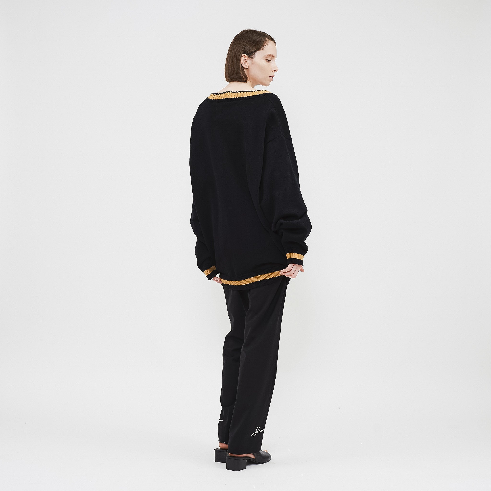 COTTON KNIT CARDIGAN - Black