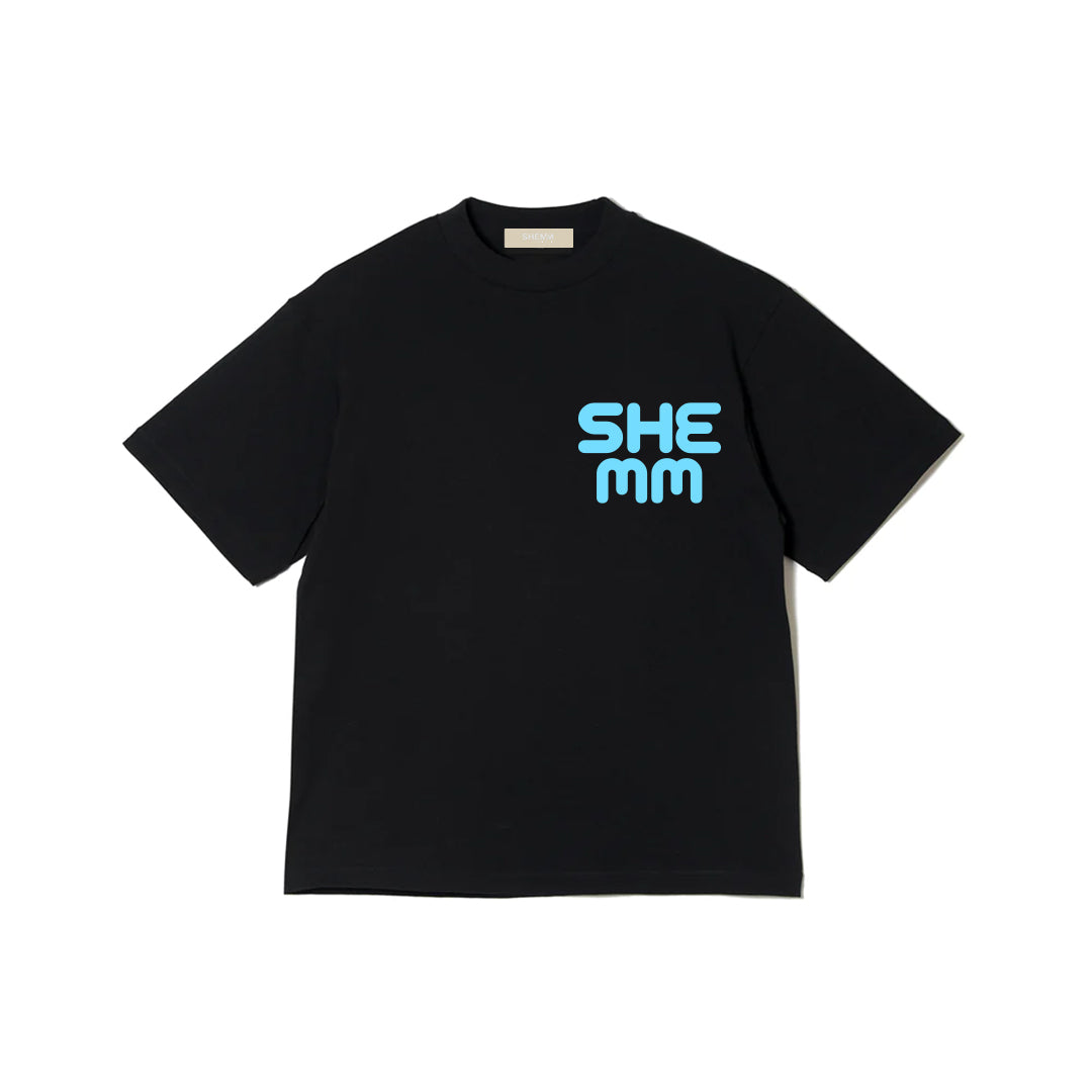 HEMHEM TEE - Black/Sky Blue