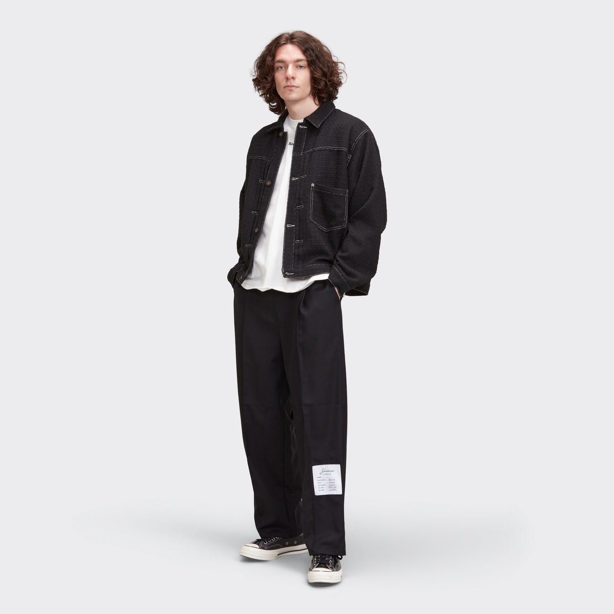 TWEED TRUCKER JACKET - BLACK