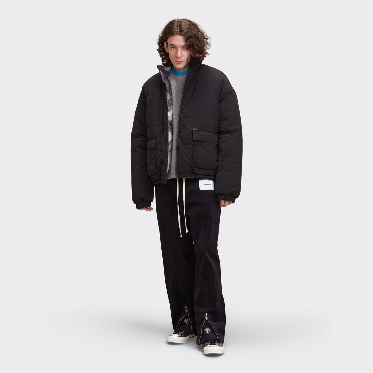 REVERSIBLE PUFFER JACKET - BLACK/GENESIS PATTERN