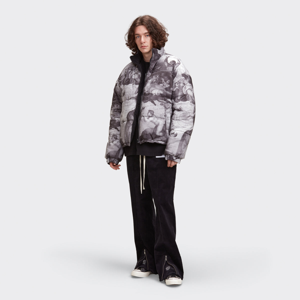 REVERSIBLE PUFFER JACKET - BLACK/GENESIS PATTERN