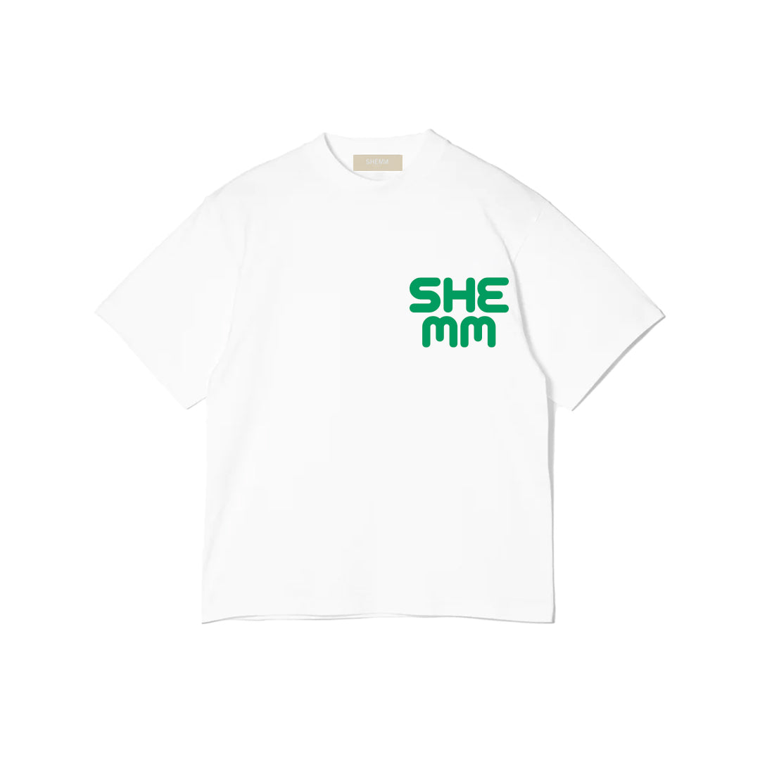 HEMHEM TEE - White/Forest Green