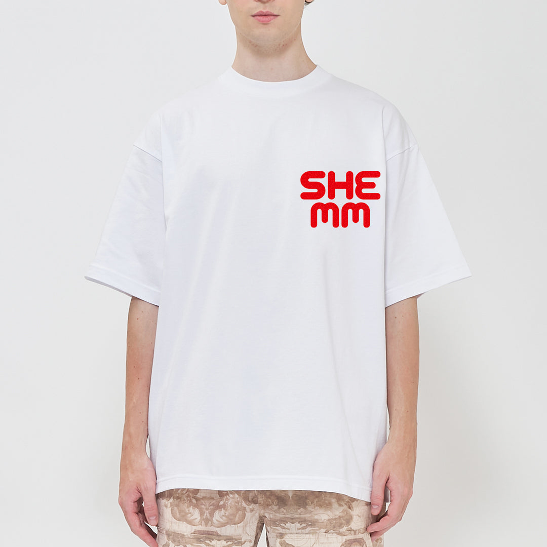 HEMHEM TEE - White/Sun Red