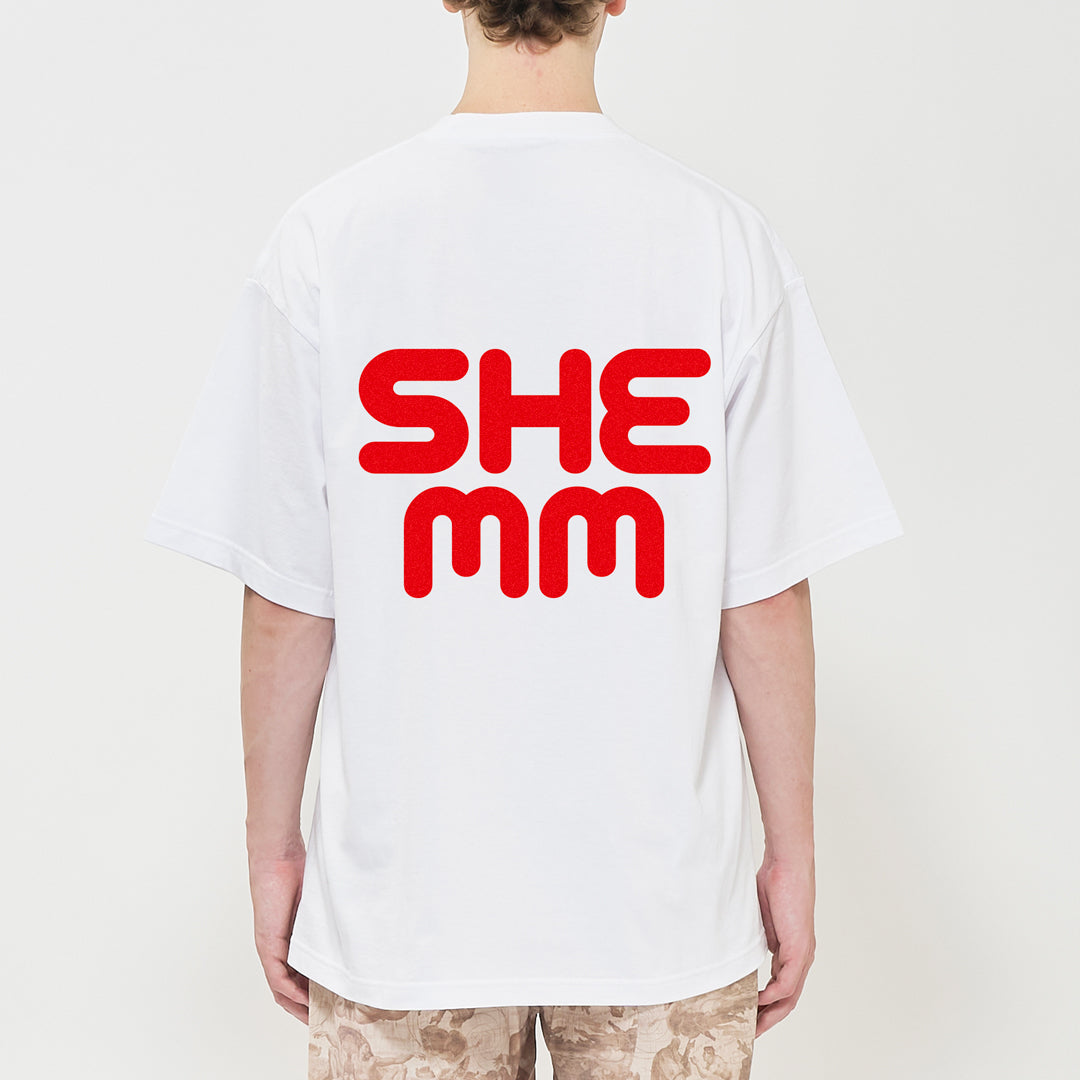 HEMHEM TEE - White/Sun Red