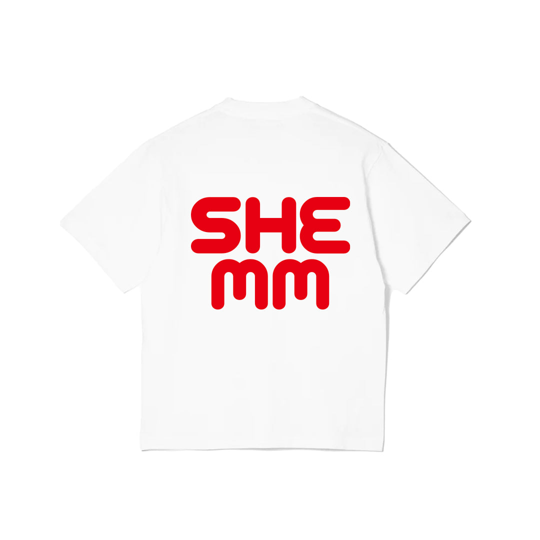 HEMHEM TEE - White/Sun Red