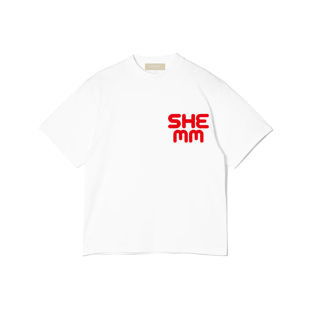 HEMHEM TEE - White/Sun Red